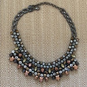 Multi Tone Jeweled Adjustable Necklace.